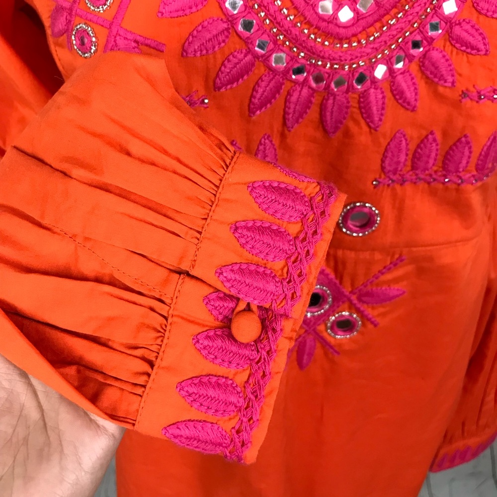 NWT Tory Burch Claudia Tunic Pink Orange - Picture 6 of 8